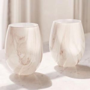 URBAN OUTFITTERS UO 18 oz Marble Stemless Wine Glass in Gray - Set Of 2